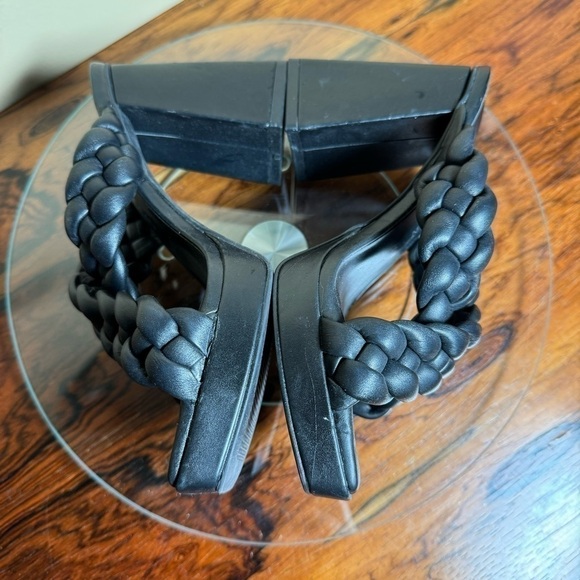 Anne Klein Aiden Chunky Platform Block Heel - Black Faux Leather - Size 5.5 - Picture 7 of 14